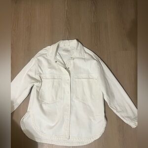 stradivarius White Jean Overshirt Jacket